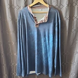 Source Unknown Blue and Brown Long Sleeve Shirt Size 4XL
